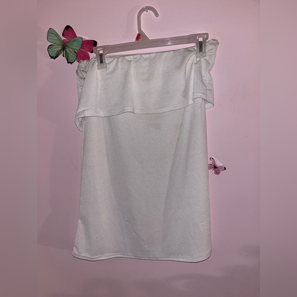 White Ruffled Strapless shirt/dress